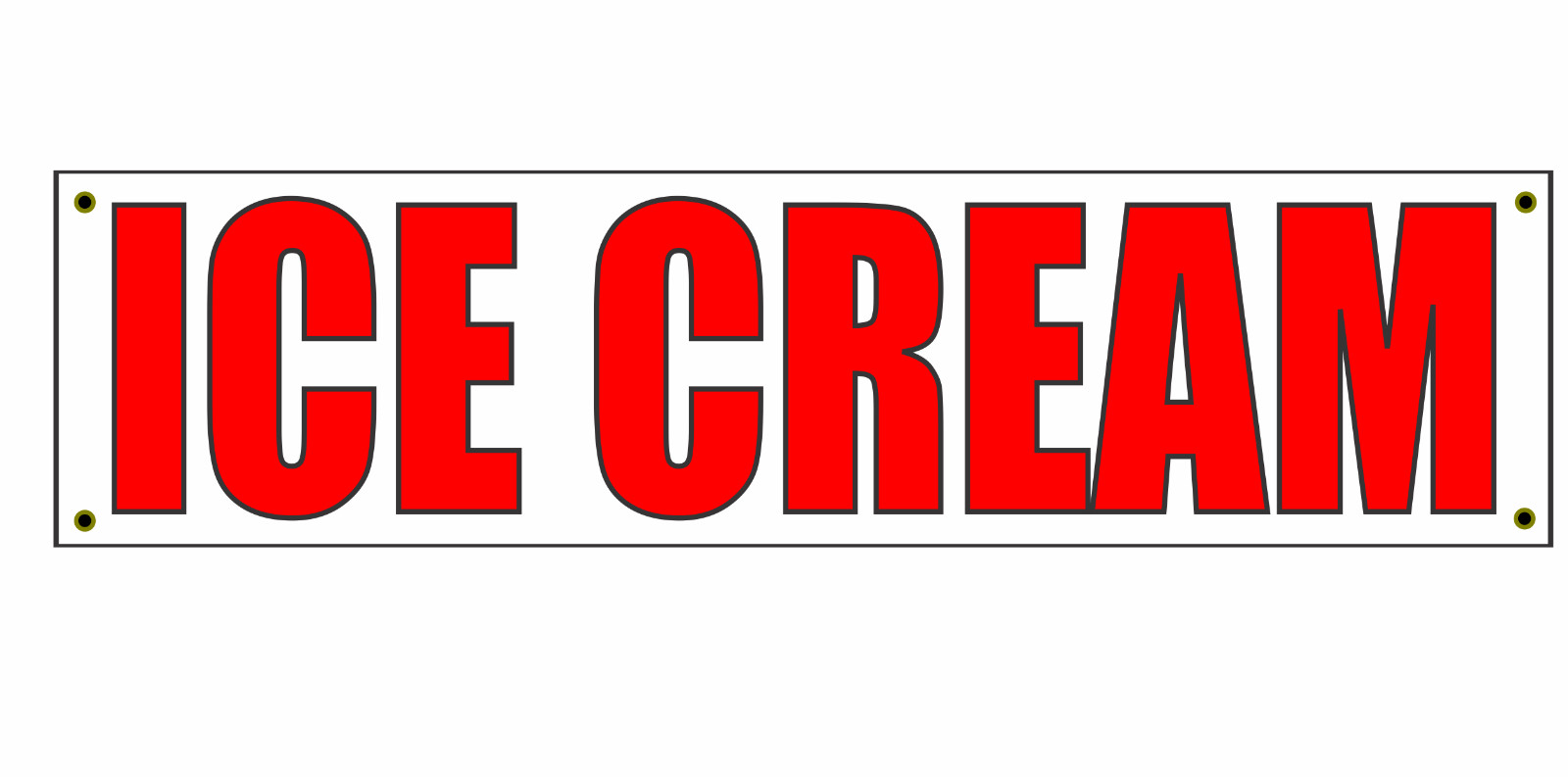 Red & white ICE CREAM Banner Sign 2×8