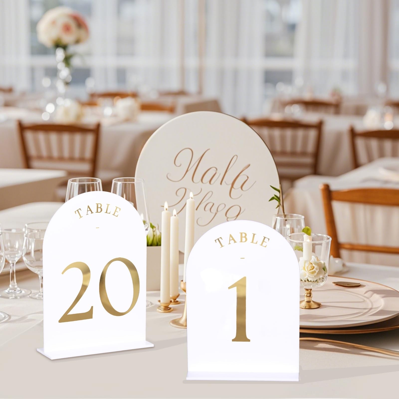 White Acrylic Wedding Table Number 110 DoubleSided Gold Foil 5×7 Inch