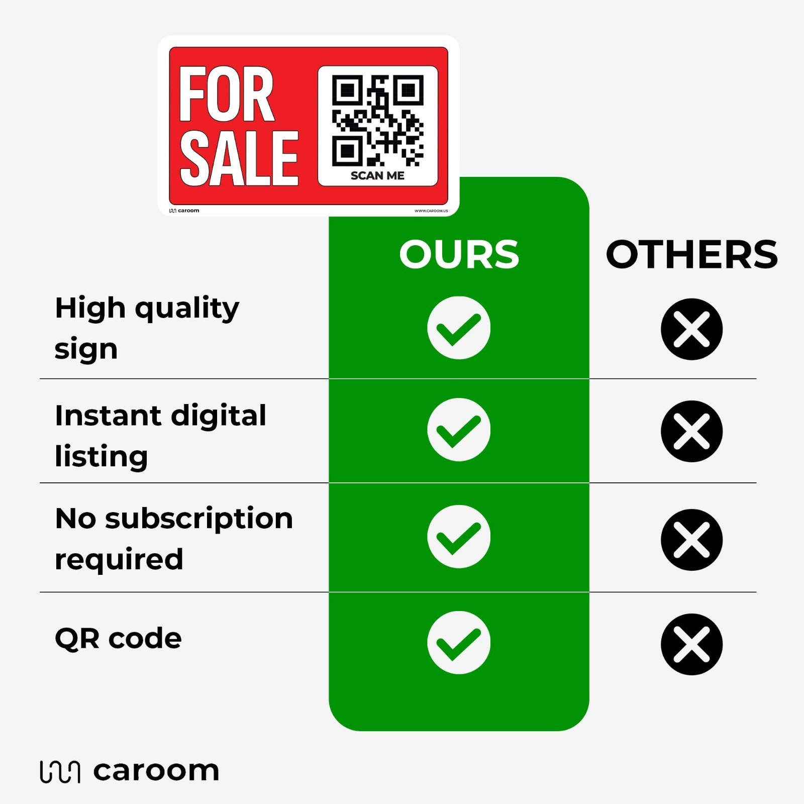 3-Pack For Sale Car Signs – 14×8 Inch Weatherproof QR Code Signs for Vehicles, T