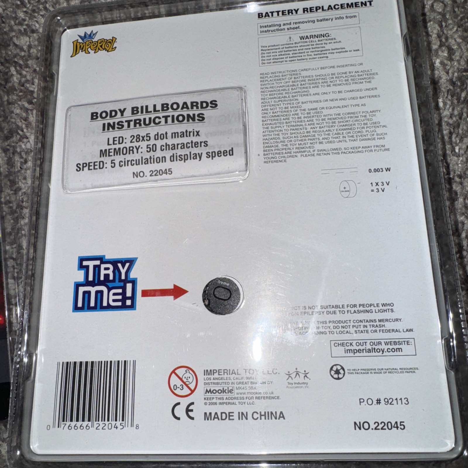 IMPERIAL BODY BILLBOARDS PROGRAMMABLE LED MOVING DISPLAY 50 CHARACTERS New Batt