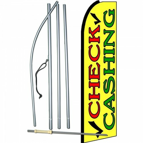 Complete 15&prime; Check Cashing Kit Swooper Feather Flutter Banner Sign Flag
