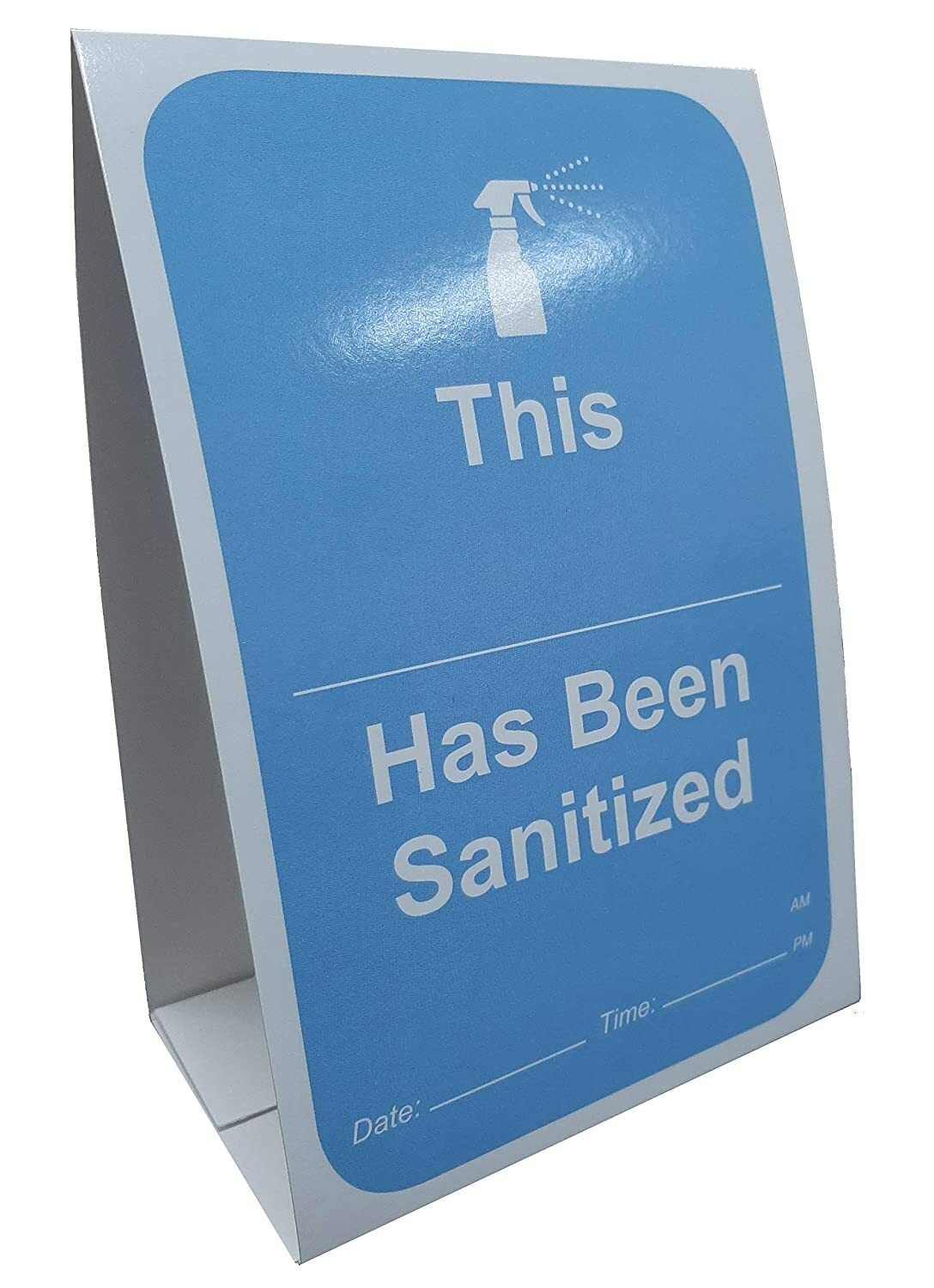 « This Has Been Sanitized » Table Tent w/ Dry Erase Reusable Surface- 25 pack