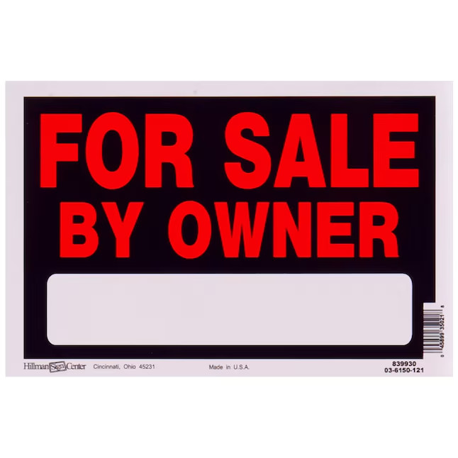 Hillman For Sale by Owner 8-in x 12-in Plastic Sale/For sale Sign