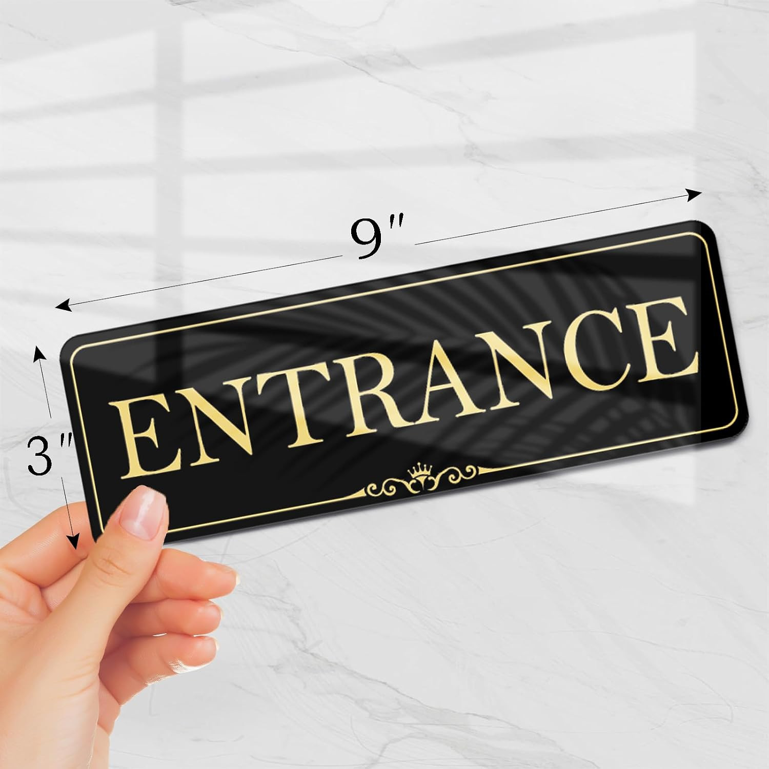 9X3 Inch Entrance Sign Acrylic Self-Stick Door Wall Signage for Business Office