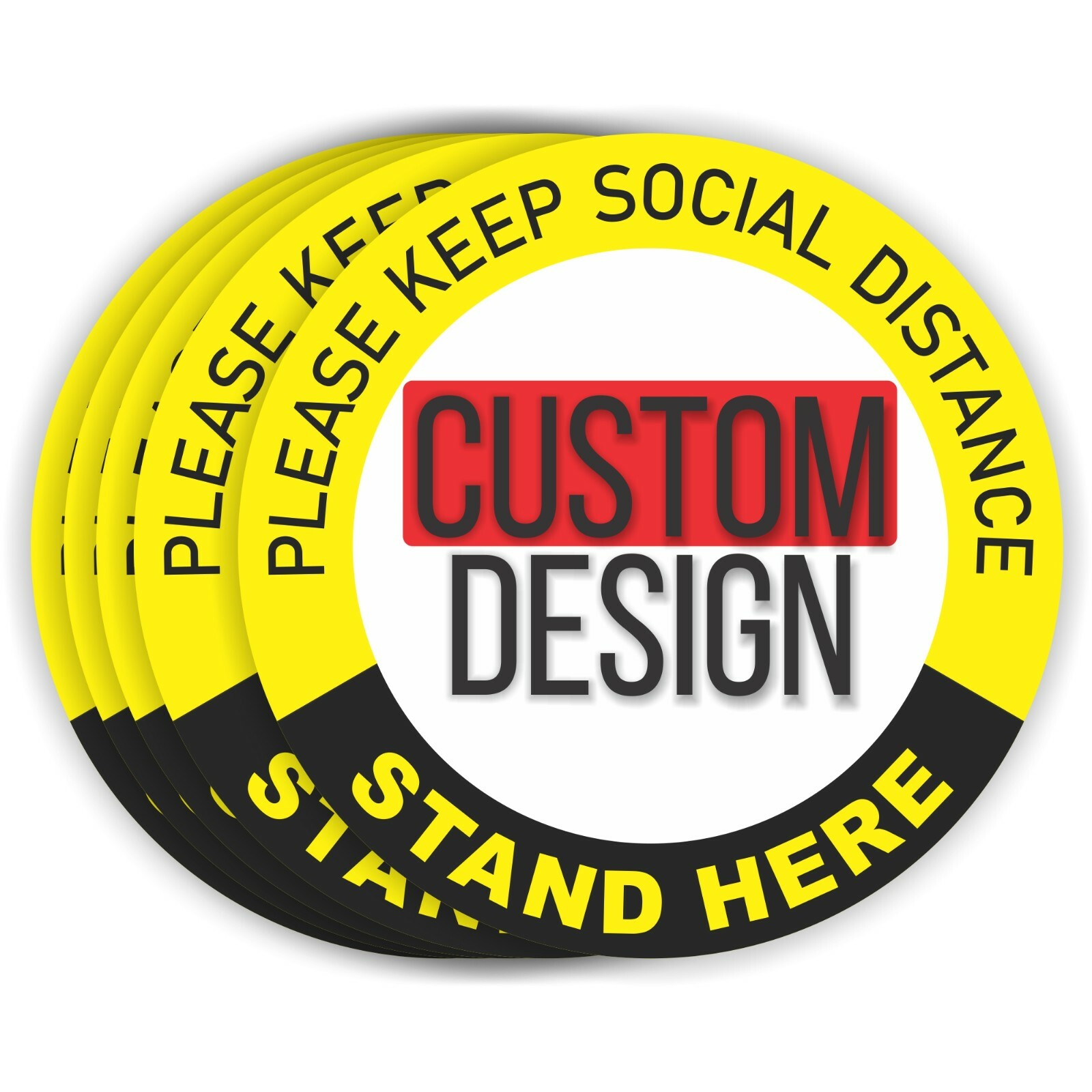 Custom Design Social Distancing Floor Decals 30 Pack 12 Inch Custom Logo Vinyl