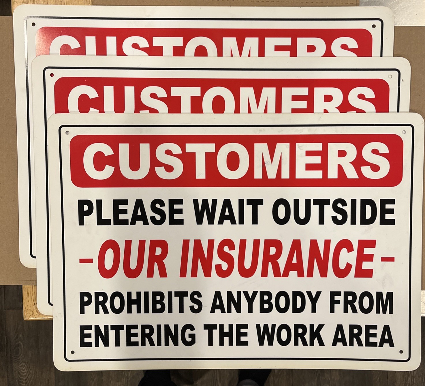 3 Shop Signs /Customers Wait Outside Garage /Auto body Shop /Mechanic Plastic
