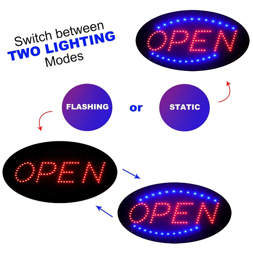 Animated Motion Ultra Bright OPEN Business Store LED Sign Neon Light with ON/OFF