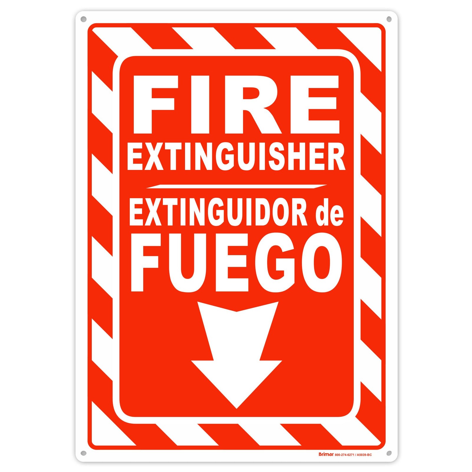 10×14 inch Bilingual Fire Extinguisher Sign Polyethylene Plastic Durable