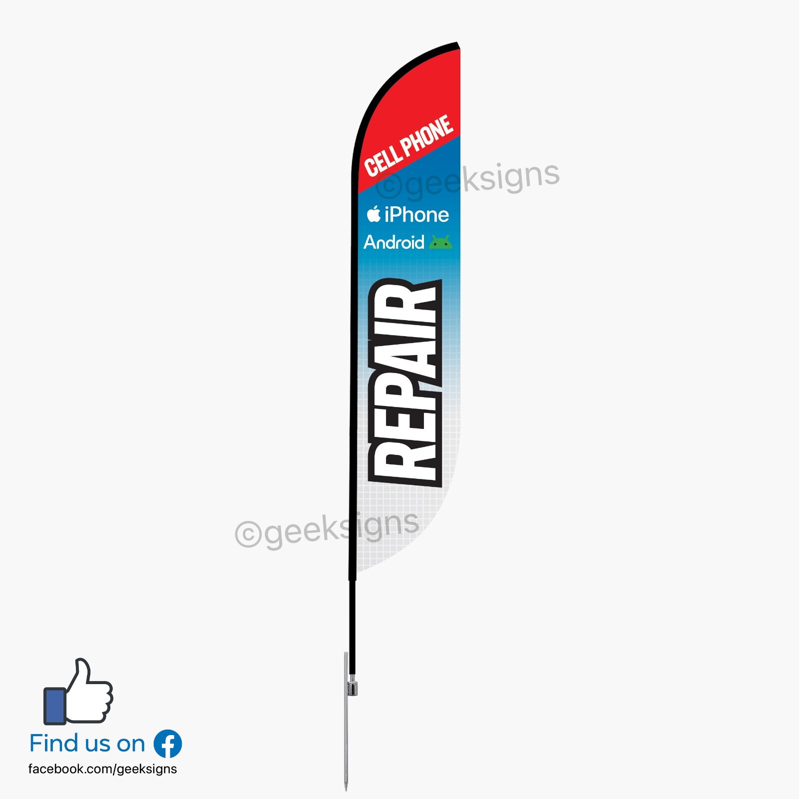 Cell Phone Repair iPhone Android Swooper Flutter Feather Advertising Flag Pole