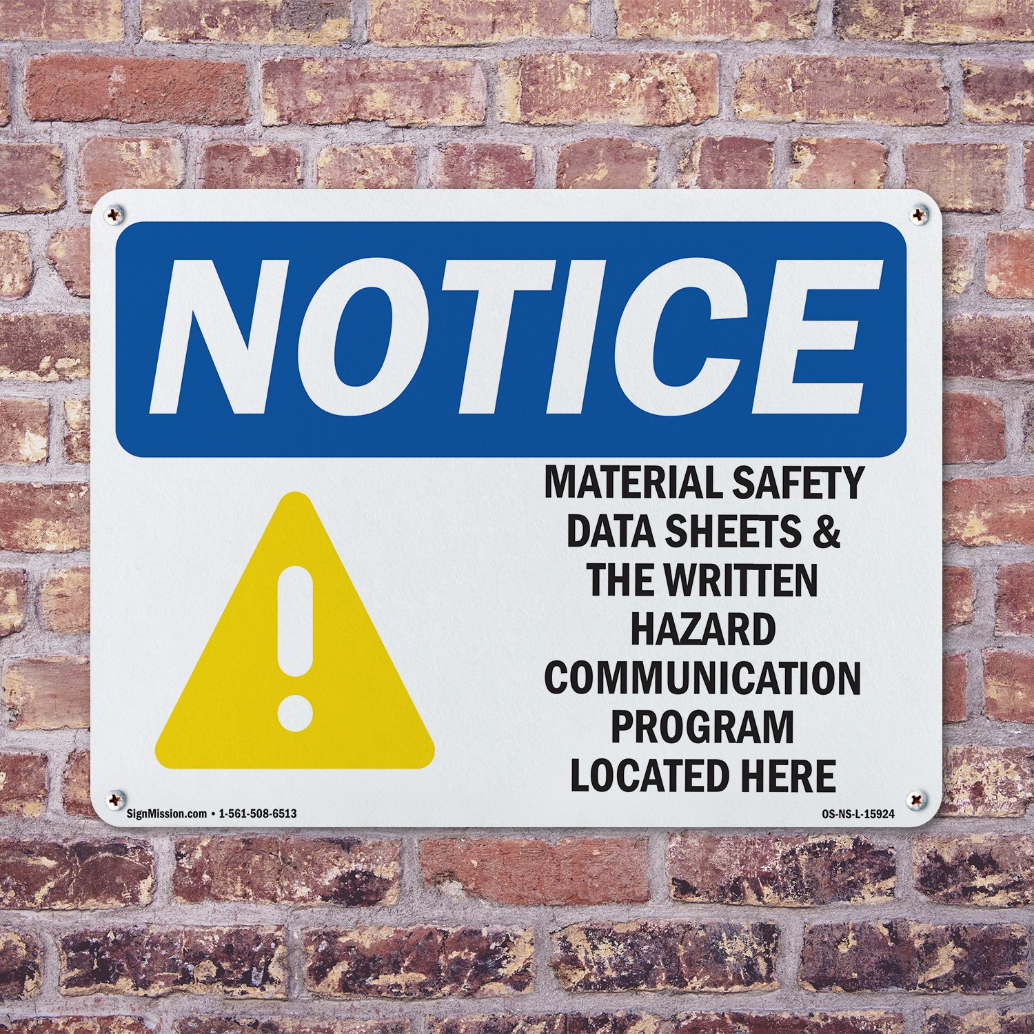 Material Safety Data Sheets Hazard Program OSHA Notice Sign, Decal 5 or 10 Pack