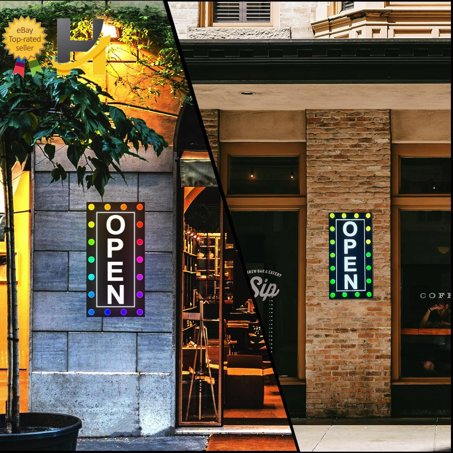 Vibrant Waterproof LED Open Sign – Color Changing RGB for Outdoor Business Use