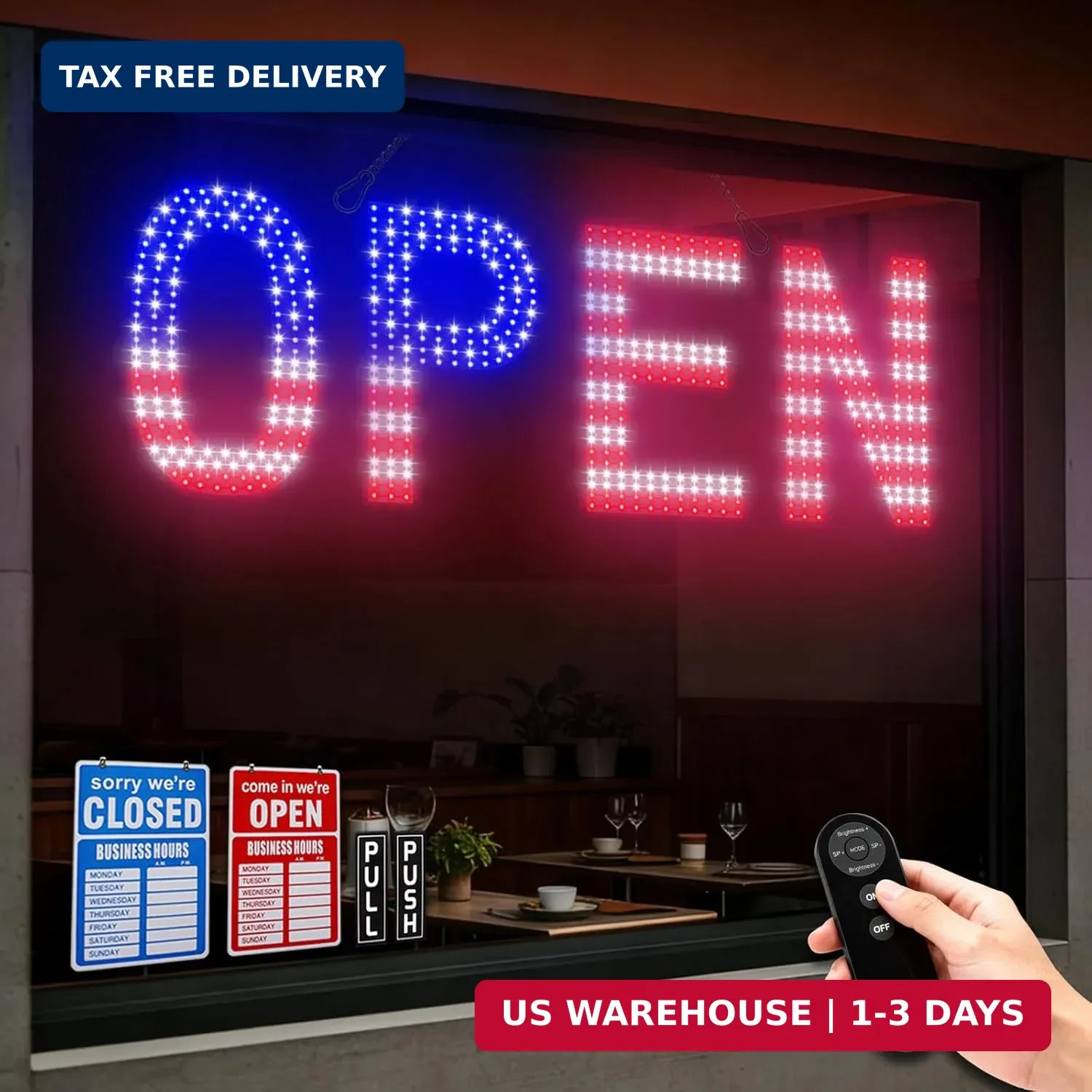 LED Open Signs for Business, exTopGoal 30&Prime;x10&Prime; Large Bright Open Sign with Remot