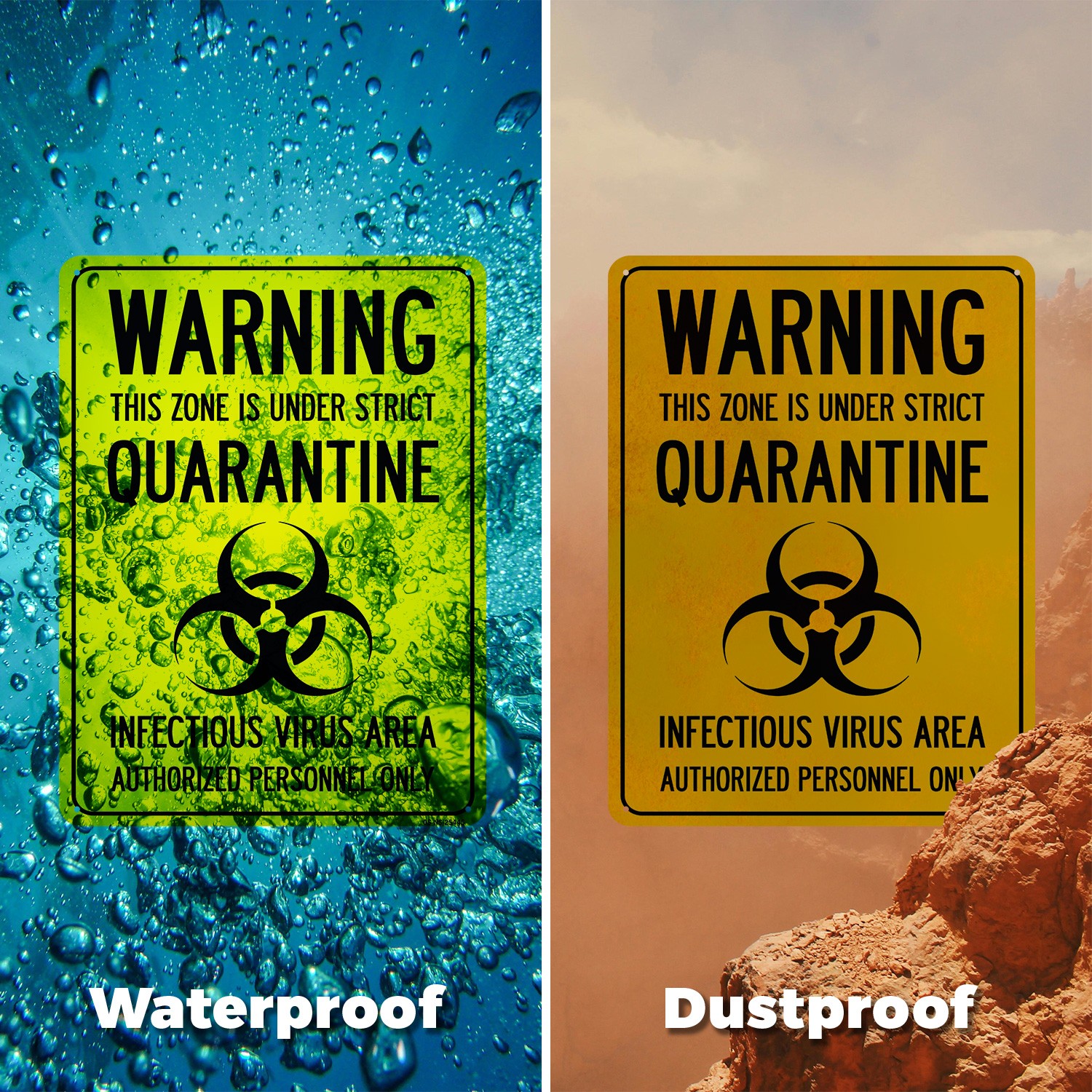 Warning This Zone Is Under Strict Quarantine Public Safety Sign – 5 or 10 Pack