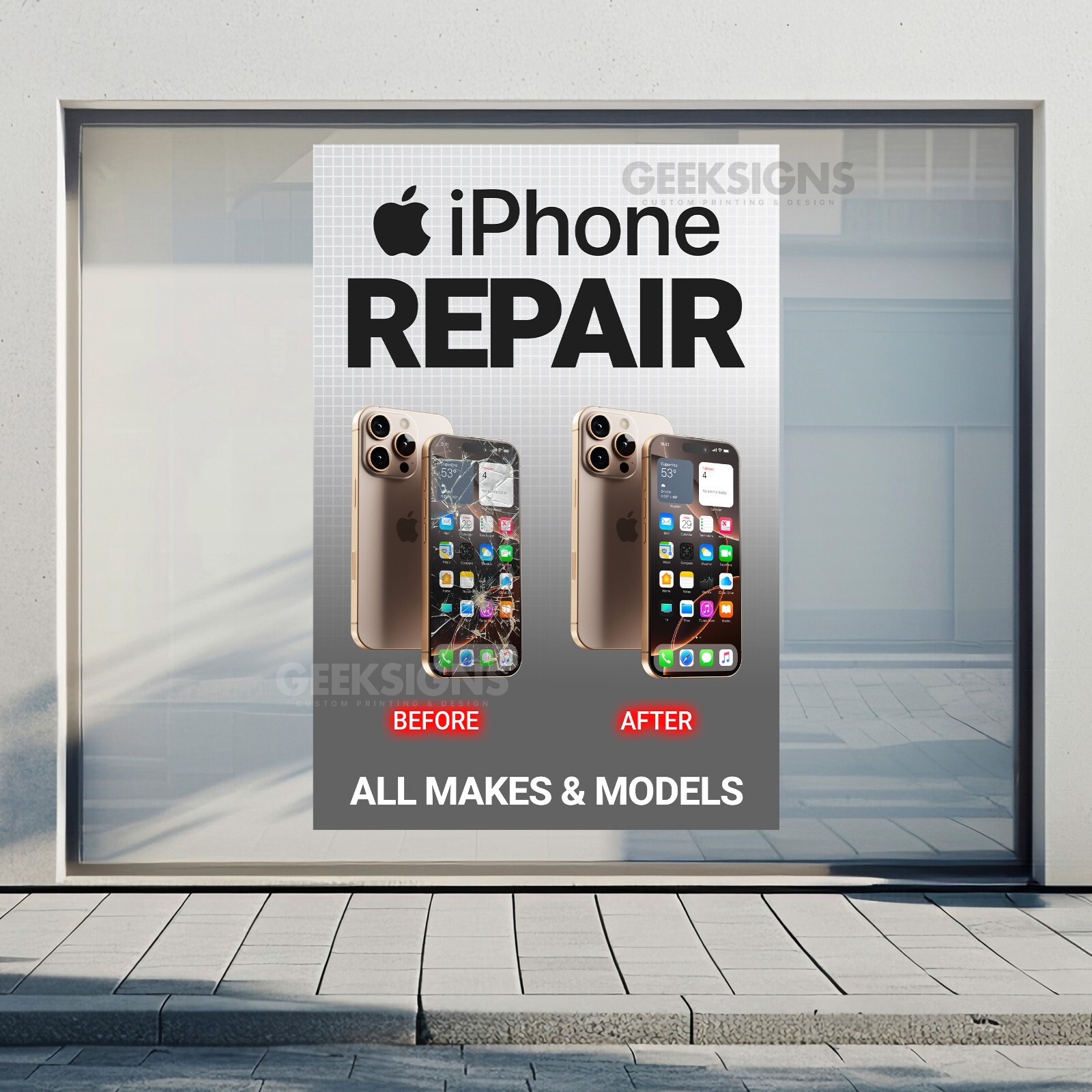 iPhone Repair Service Poster – Cell Phone Apple & Samsung – Store Banner Sign