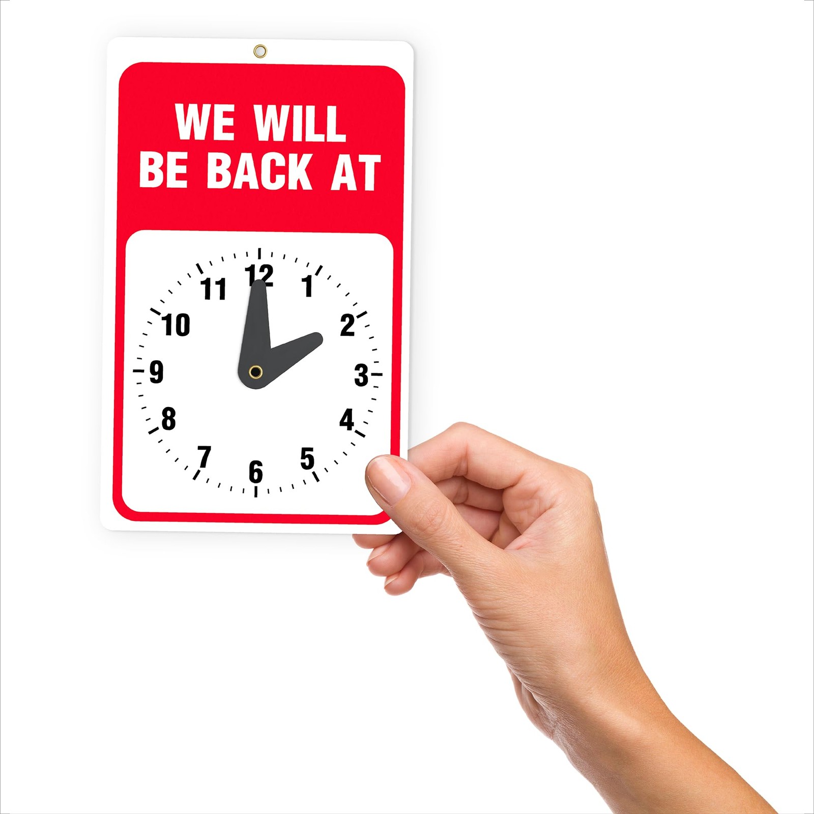 Will Return Sign With Clock – 2 Pack – 9.25 x 5.75 Inch – Bright Red and Whit…