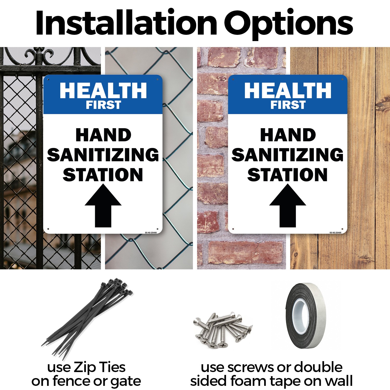 Health First Hand Sanitizing Station Public Safety Sign Or Decal – 5 or 10 Pack