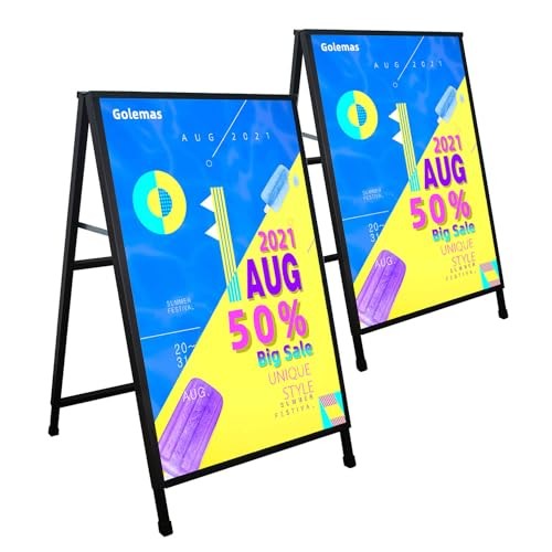 GOLEMAS A FRAME SIDEWALKSIGN 24X36 HEAVY DUTY METAL SANDWICH BOARD – BLACK