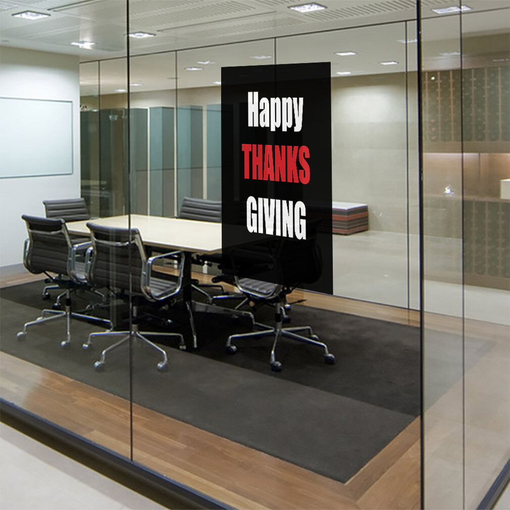 Door Decals Vertical Vinyl Stickers Multiple Sizes Happy Thankgiving Turkey Day