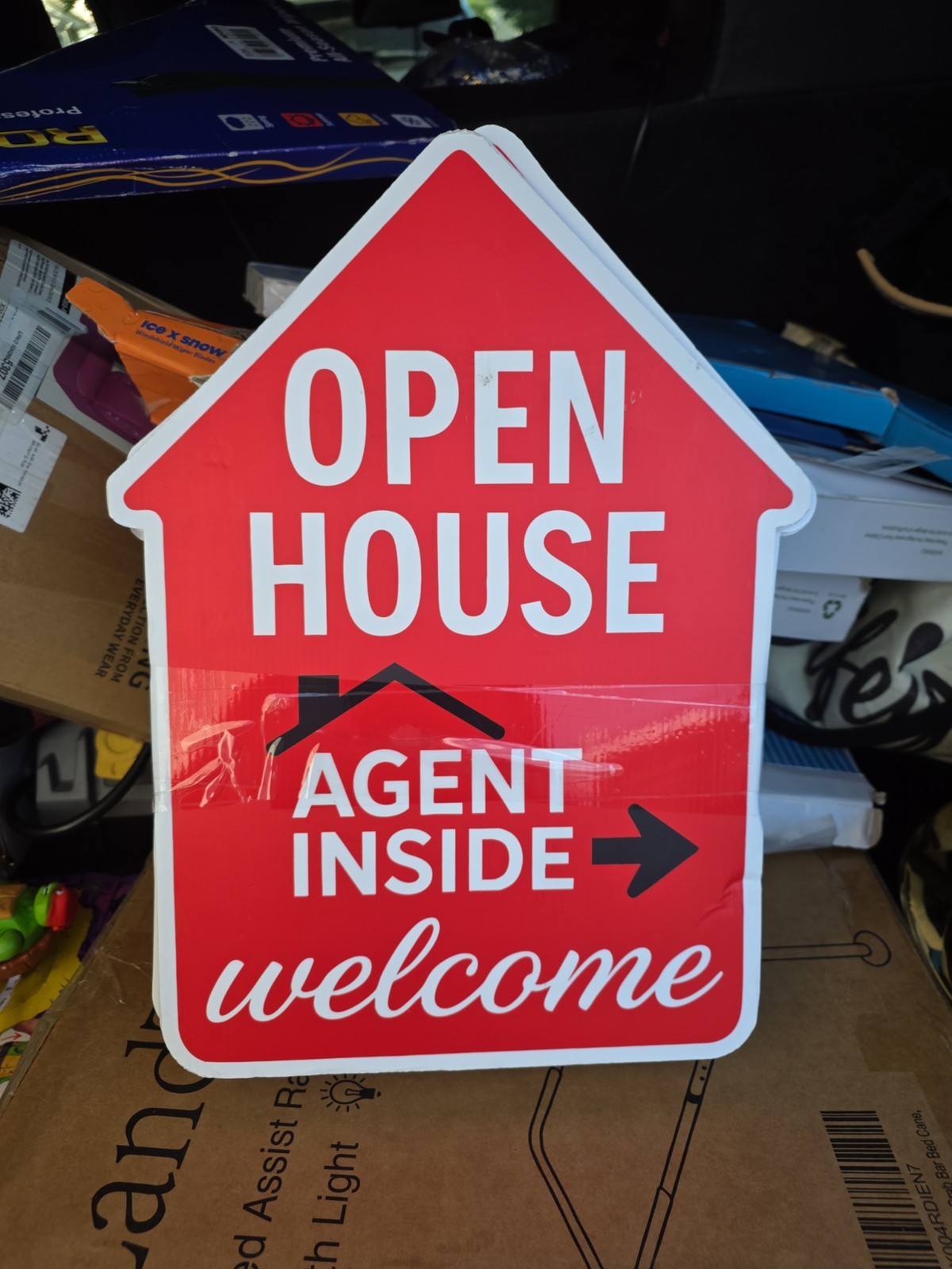 Open House Signs 6 Pack 16&Prime; x 12&Prime; Double-Sided Yard Signs With Metal Stakes New