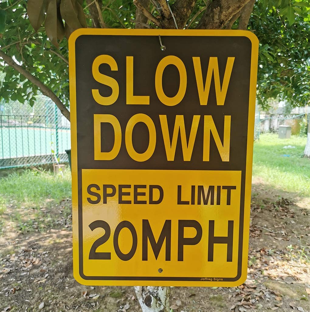 2 Pack Slow Down Speed Limit 20 MPH Sign 17 x 12 Inches, Reflective Aluminum