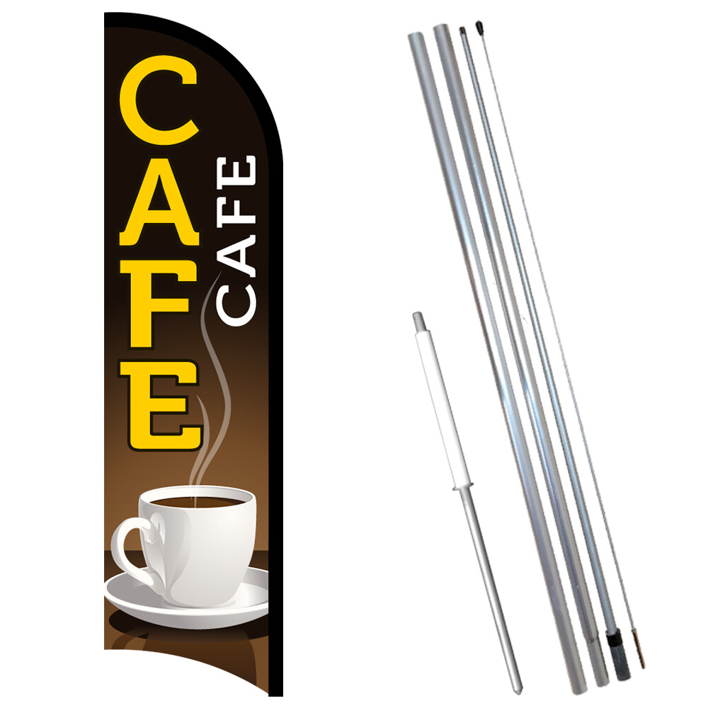 CAFE Premium Windless Feather Flag Bundle (Complete Kit) OR Optional Replacemen