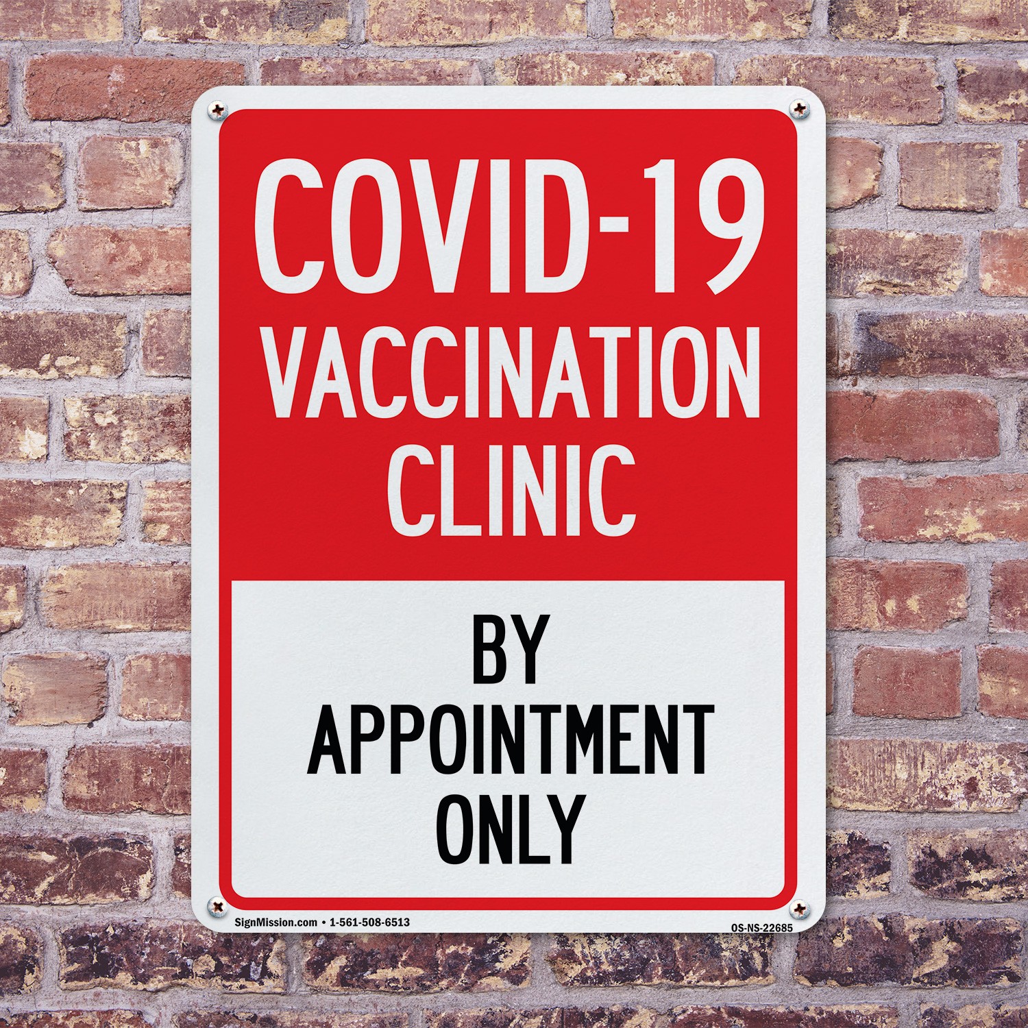 Covid-19 Vaccination Clinic by Appointment Only Public Safety Sign 5/10 Pack
