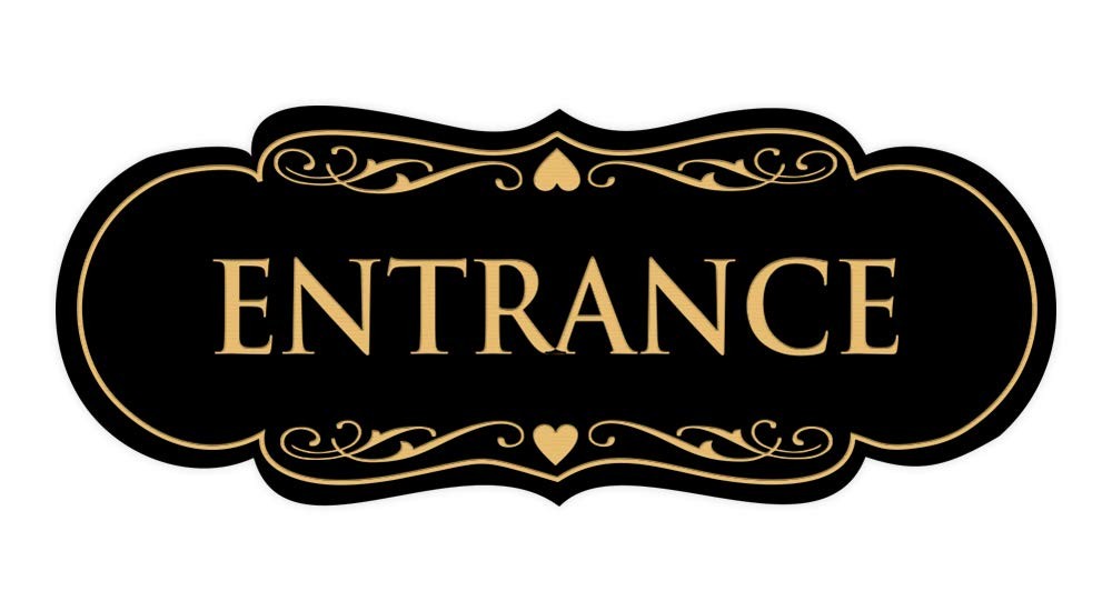 Designer Entrance Sign Black Gold Large 1 Pack Office Wall Door Signage
