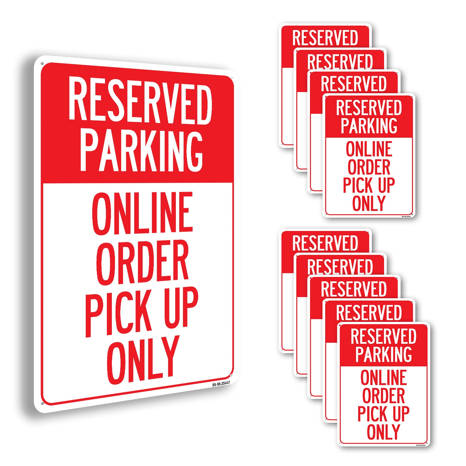 Reserved Parking Online Order Pick Up Only Public Safety Sign, Decal 5/10 Pack