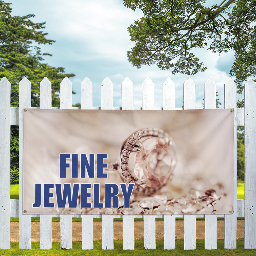 Vinyl Banner Multiple Sizes Fine Jewelry Outdoor Advertising Printing A Business