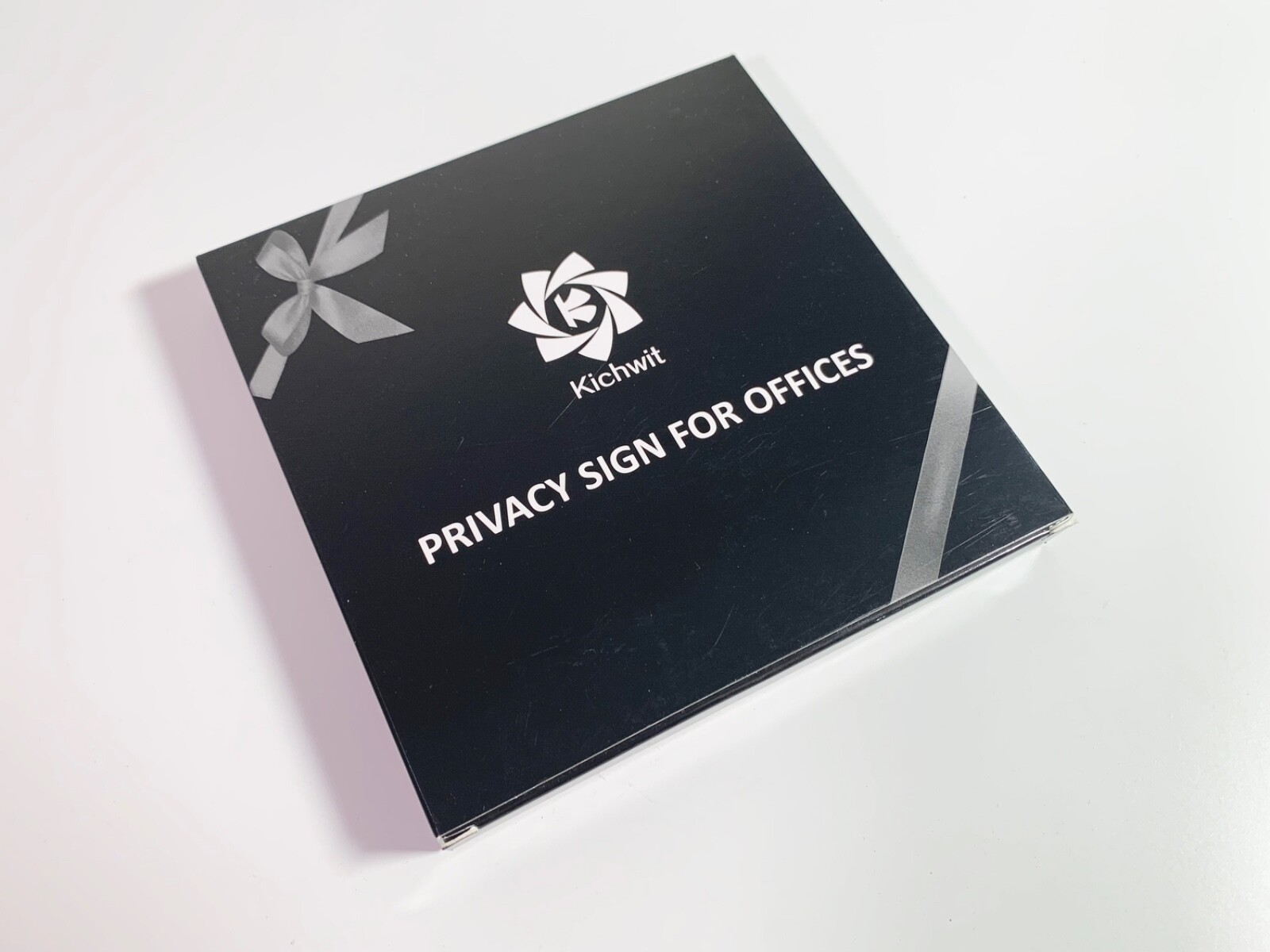 Kichwit Privacy Sign, 4 Messages, Square Shaped, 4.9 Inch, Silver