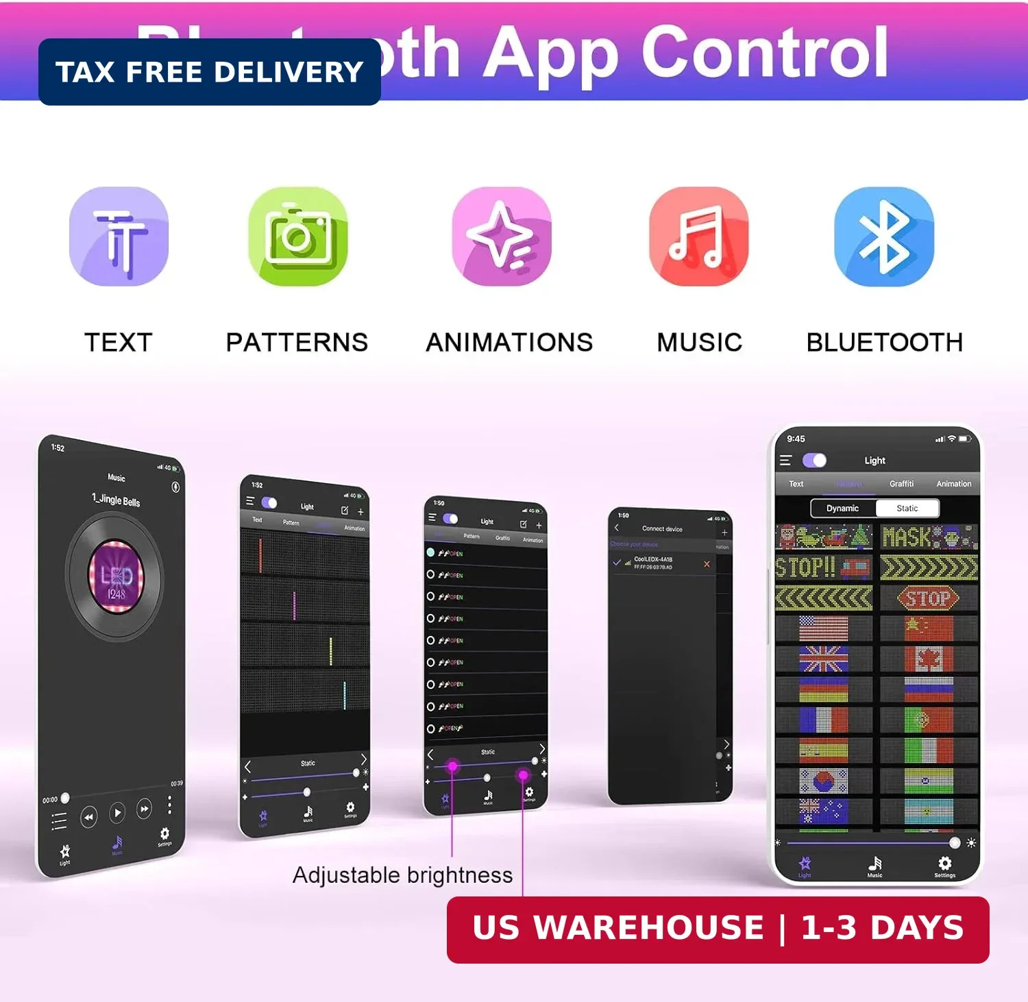 GOTUS LED Light Signs for Car,Programmable Flexible LED Sign,Bluetooth APP Contr