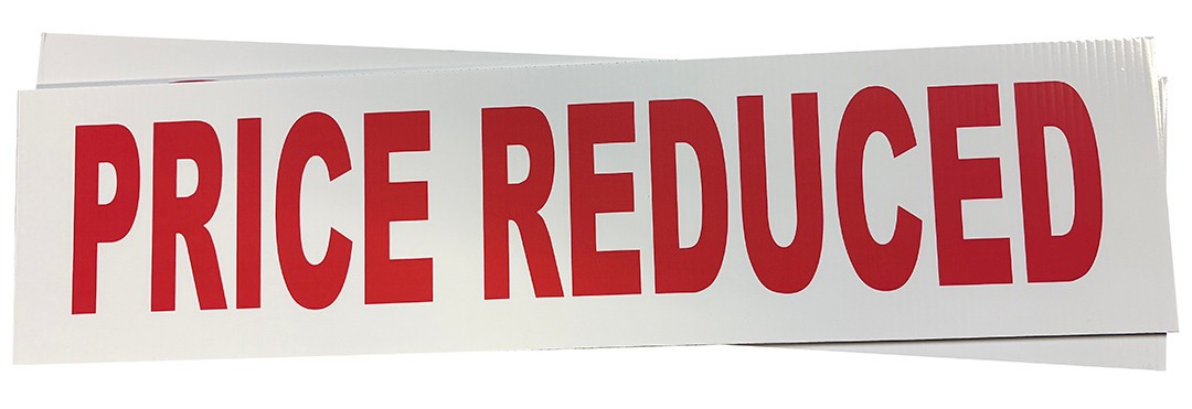 2 Pack 6×24 Inch PRICE REDUCED Real Estate Rider Corrugated Plastic Sign wrb