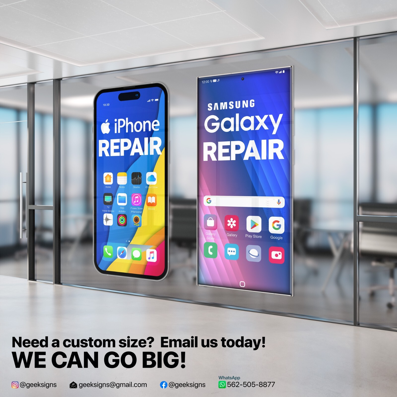 Die-cut Sticker Window Decal Peel & Stick Smartphone iPhone Samsung Repair