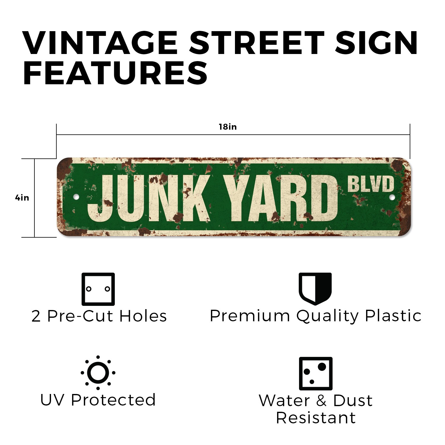 JUNK YARD Vintage Style Street Sign Plastic Metal car metal man junkman dog