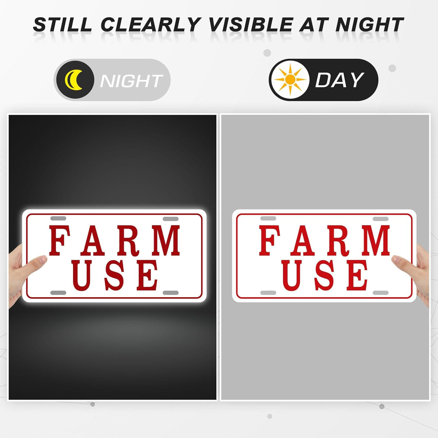 4 Pieces Farm Use ID Tag Sign 12 x 6 Inch, Aluminum Reflective Rust Free Farm Us