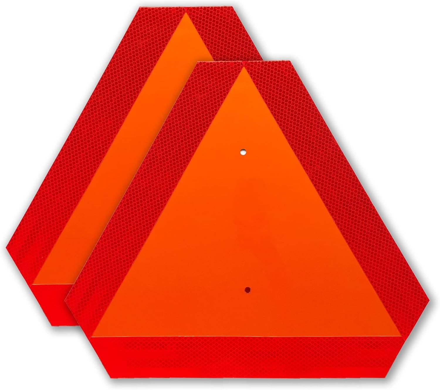 2 Pack Slow Moving Vehicle Triangle Sign, Plastic Farm 2PCS, red