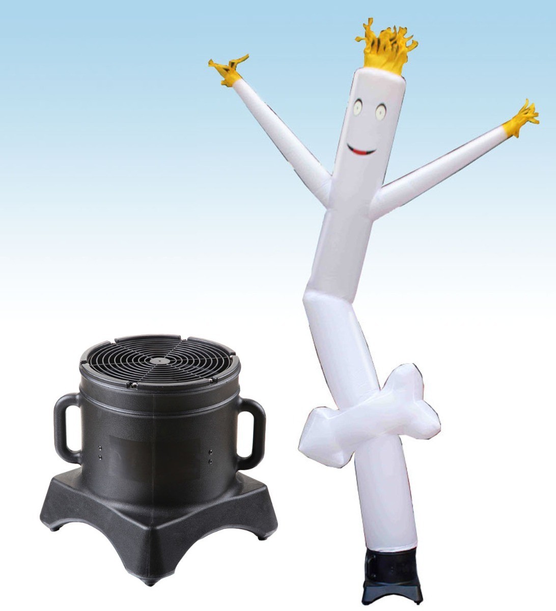 Advertising Inflatable Tube Man 12ft White Arrow Blow Up Wavy Flailing w Blower