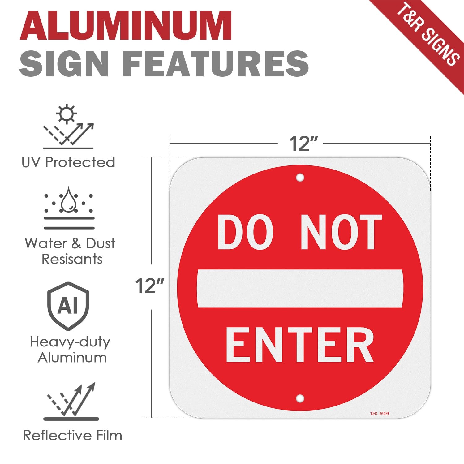 2 Pack 12×12 Inch Do Not Enter Sign Aluminum Reflective Rust Free Metal Sign