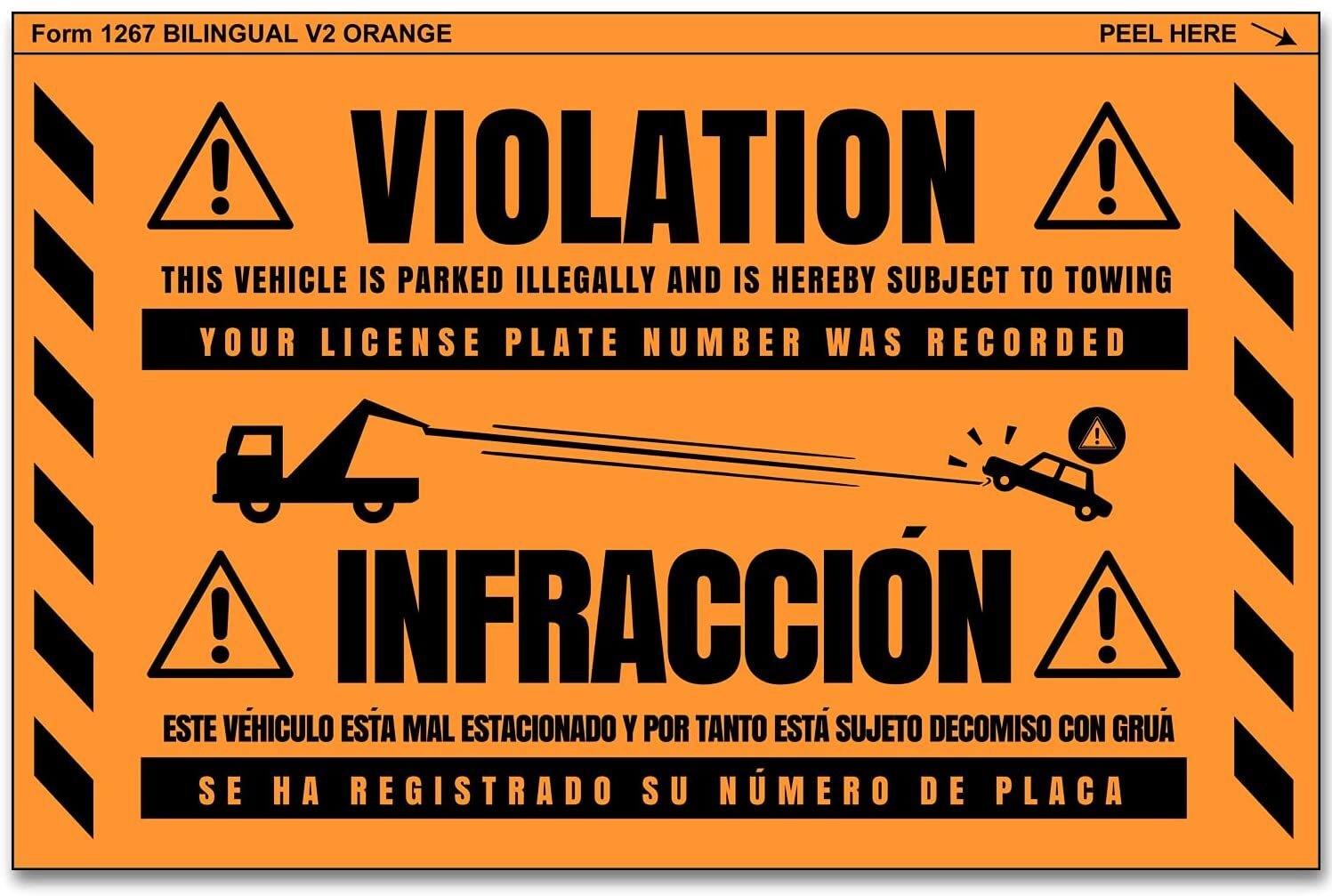 MESS Parking Violation Stickers for Vehicles – 100/Pack – Orange – 8×5 in