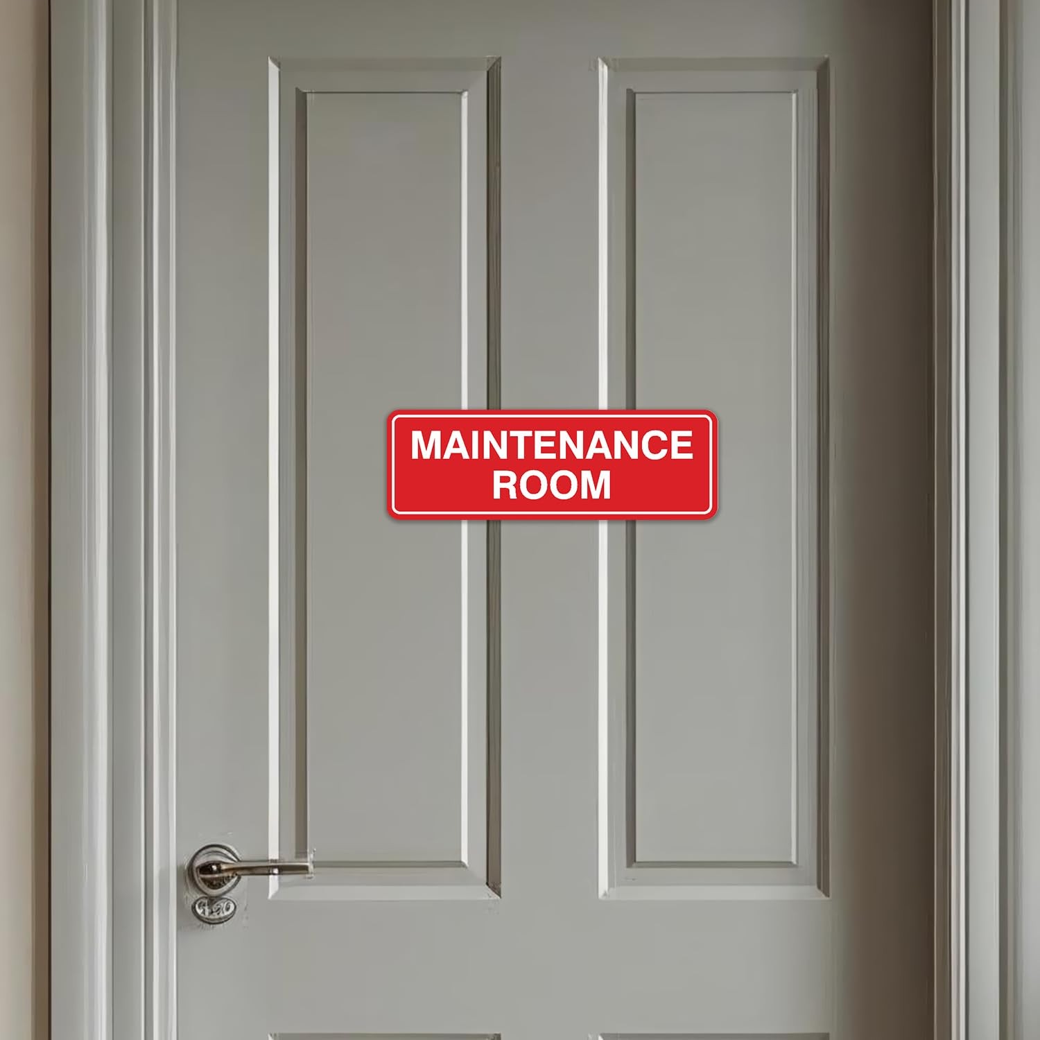 Standard Maintenance Room Sign Wall Or Door Plaque Brushed Silver Large Mount