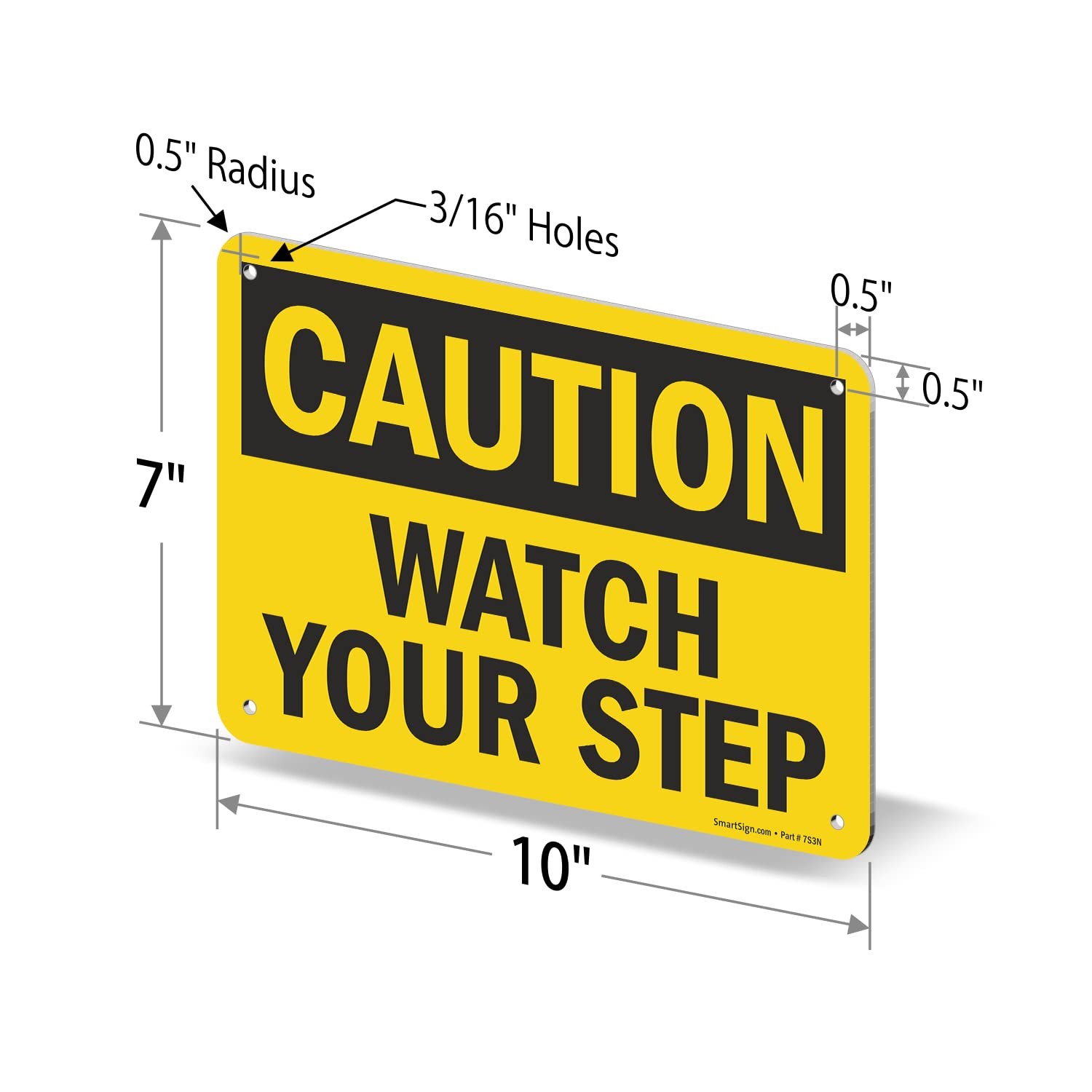 7×10 Inch Aluminum Caution Watch Your Step Hazard Warning Safety Metal Sign