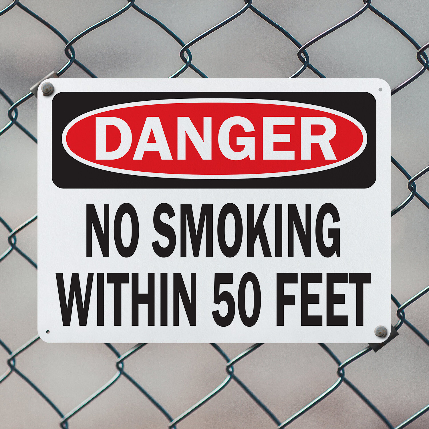 (2 Pack) No Smoking Within 50 Feet OSHA Danger Sign Decal Metal Plastic