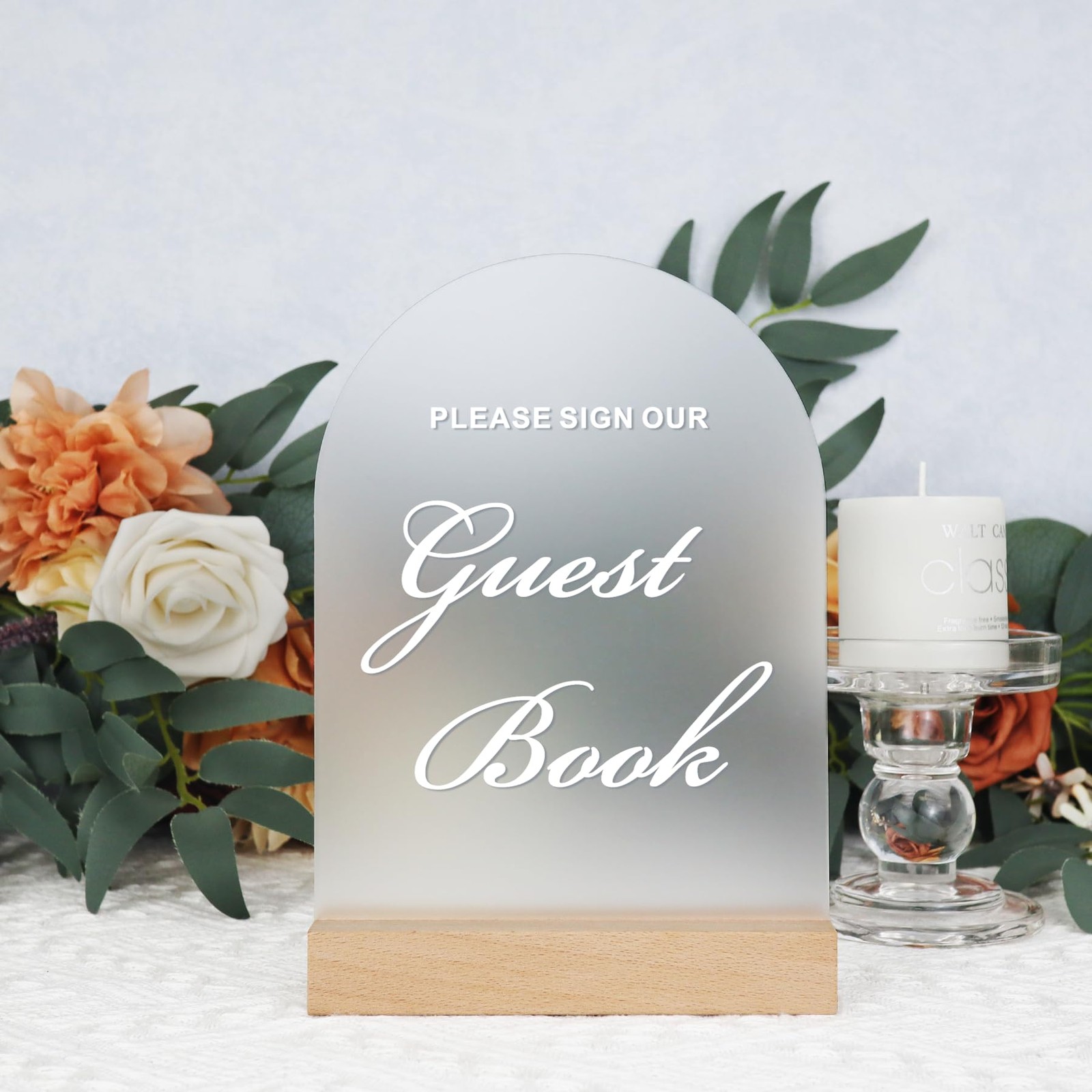10 Pack Frosted Blank Arch Acrylic Sign With Wooden Stands Table 4×6 Inch
