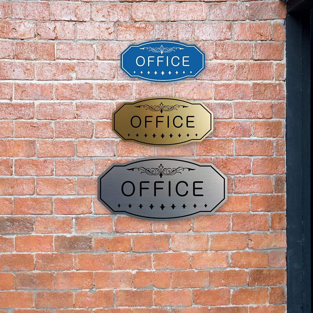 Office Victorian Door/Wall Sign (Black/Gold) – Large 5&Prime; x 10&Prime;