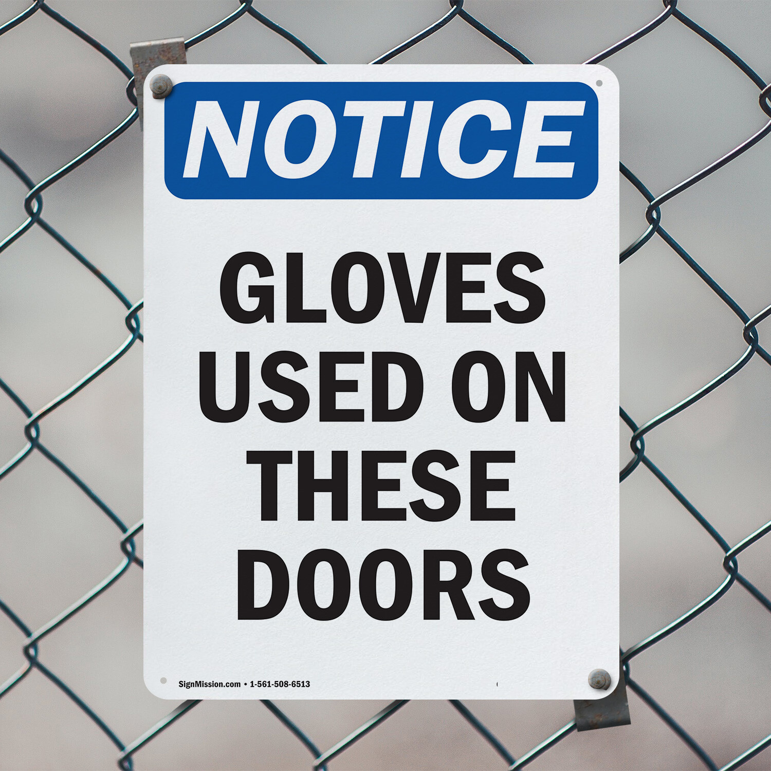 (2 Pack) Gloves Used On These Doors OSHA Notice Sign Decal Metal Plastic