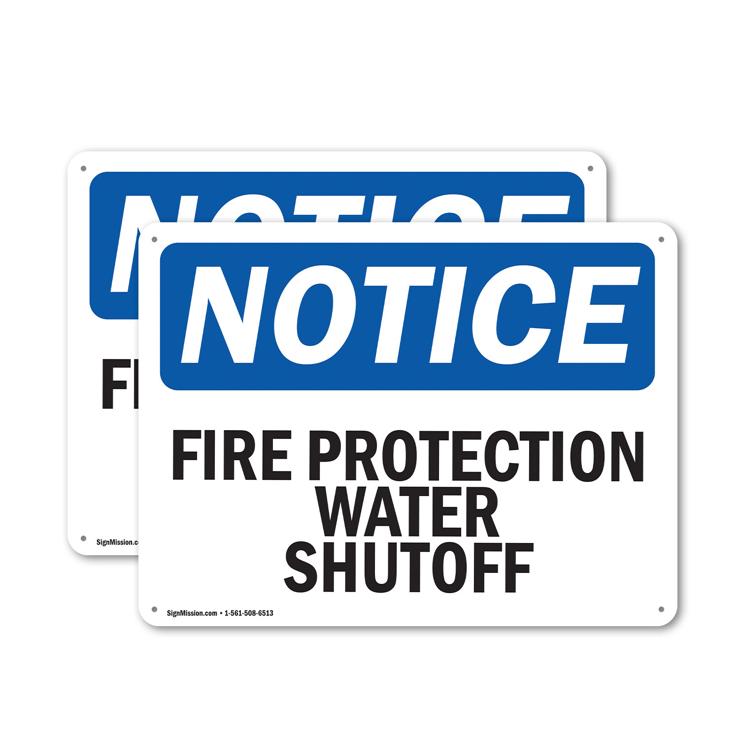 (2 Pack) Fire Protection Water Shutoff OSHA Notice Sign Decal Metal Plastic