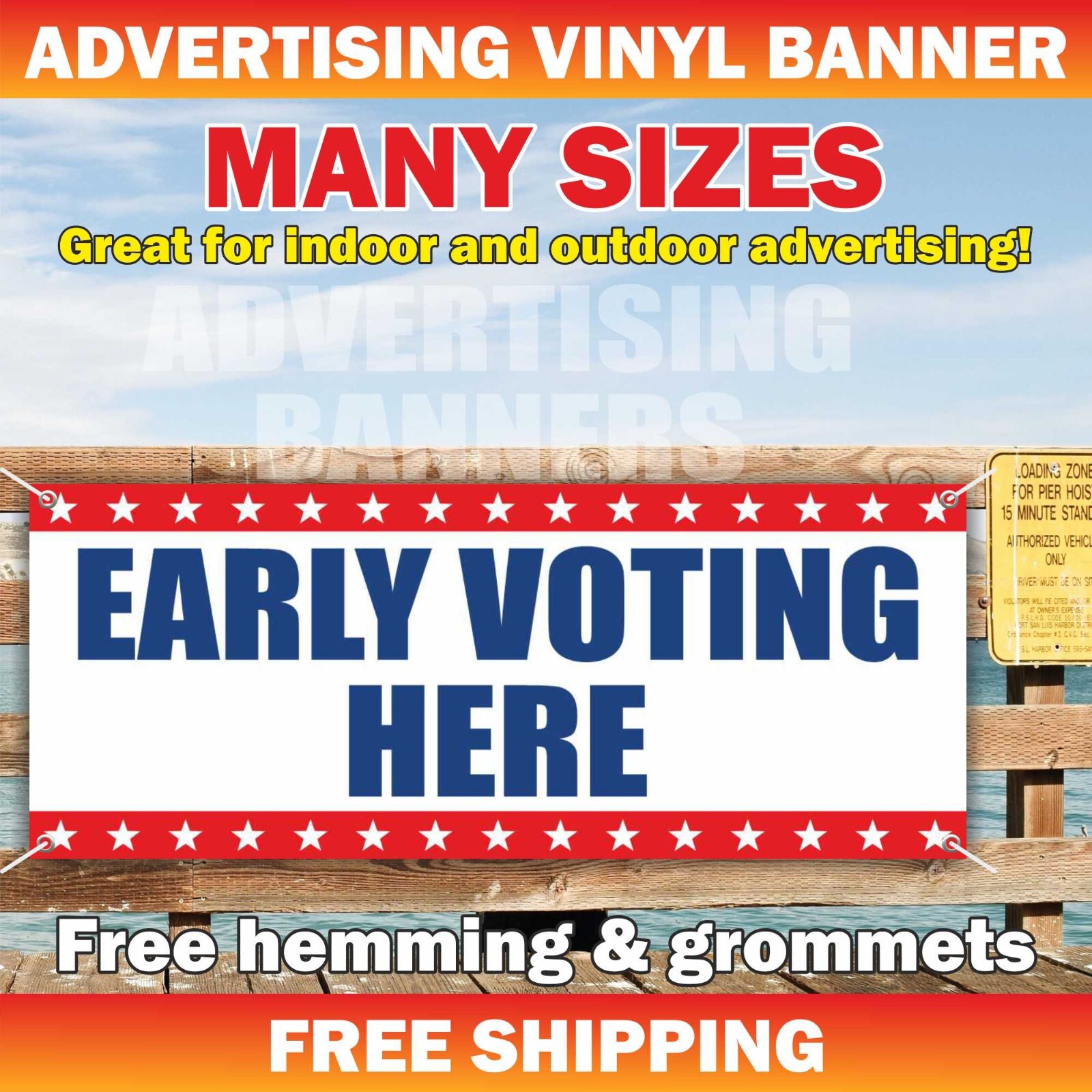 EARLY VOTING HERE Advertising Banner Vinyl Sign Vote ELECTION Politics Poster