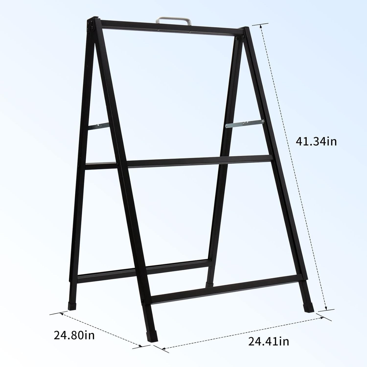 Heavy Duty Slide-In Folding A-Frame Sidewalk Sign 24X36 Inch Black Coated Steel