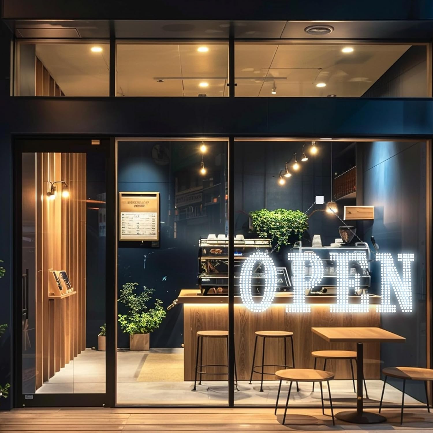 Bright LED Open Sign with Remote, 14 Modes, Dimmable for Businesses