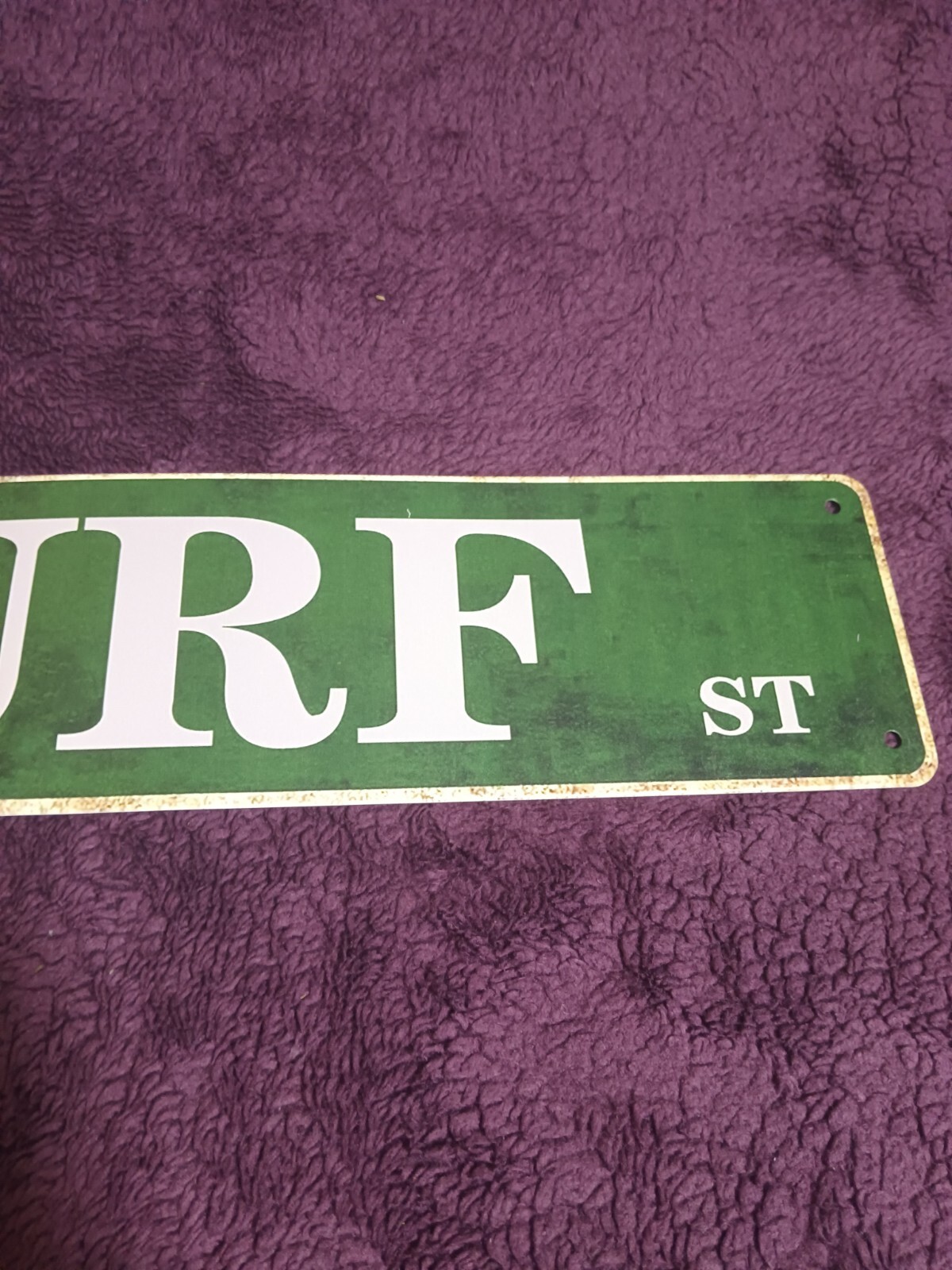 4&Prime; X 15&Prime; Aluminum Street Sign « SURF ST » Green & White W/ 4 Mounting Holes